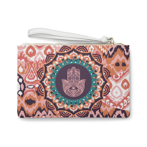 Orange Hamsa Wristlet Handbag